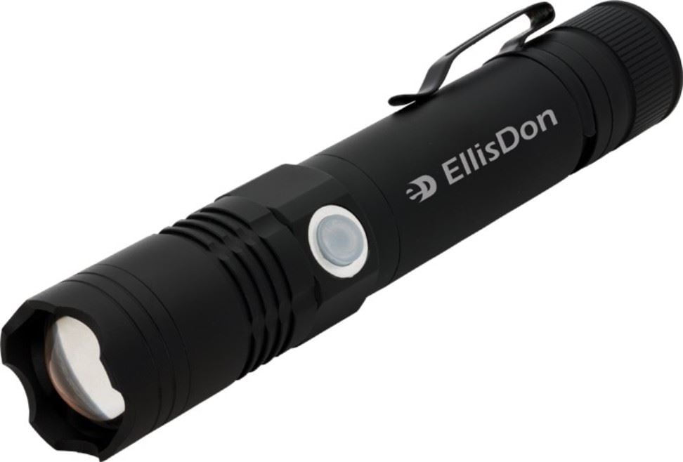 Rechargeable 3W Aluminum Focus Flashlight w/ Magnetic Base 120Lms