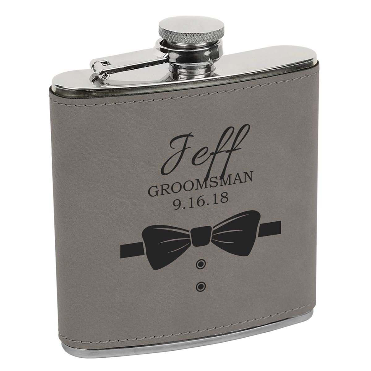 Bowtie Design Groomsman Flask