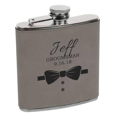Bowtie Design Groomsman Flask
