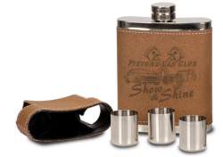 7 oz Leather Flask with Shotglass Lid Gift Set