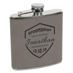 Shield Design Groomsman Flask