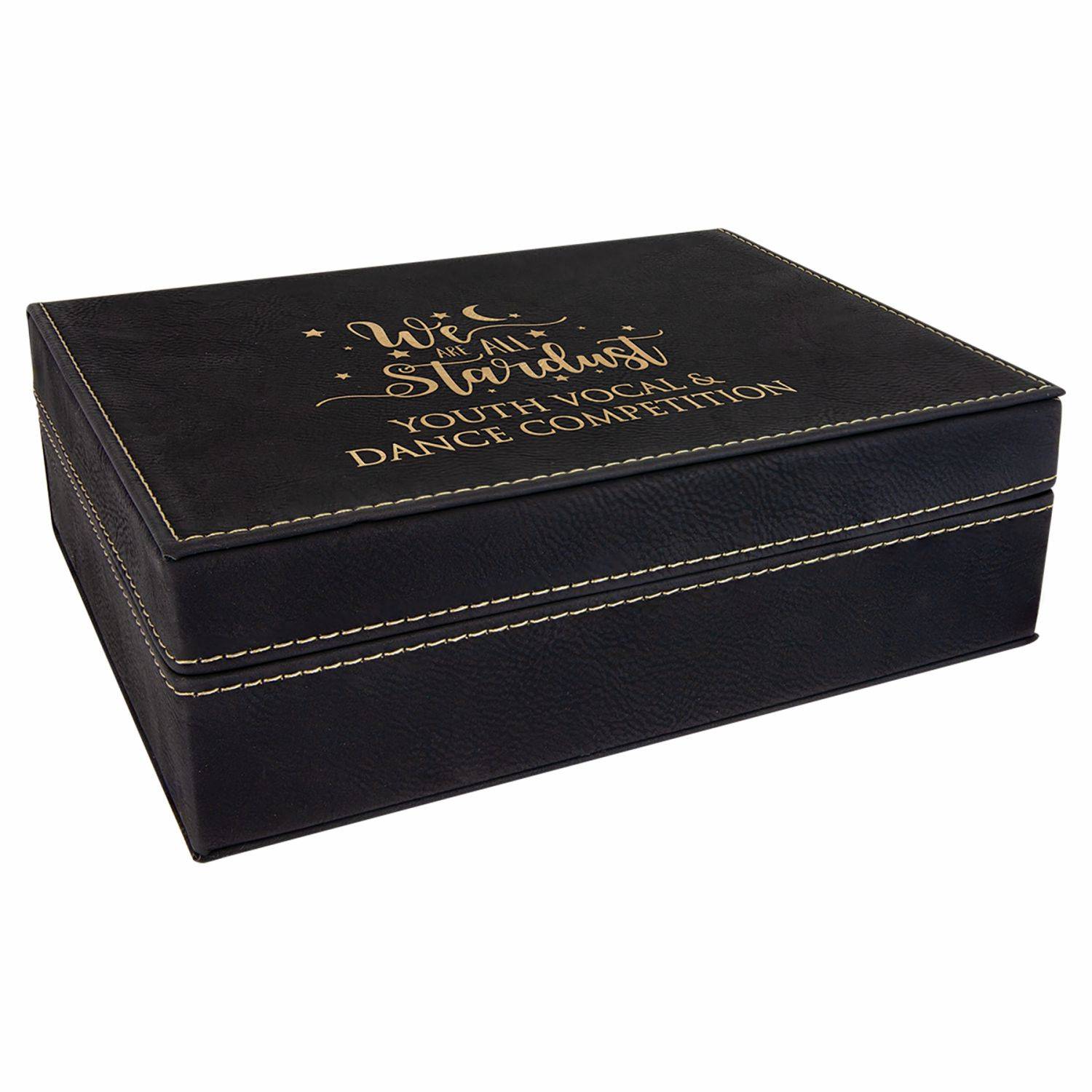 Engraved Gift Box, Leather, Hinged Lid, 8x6 3/8"