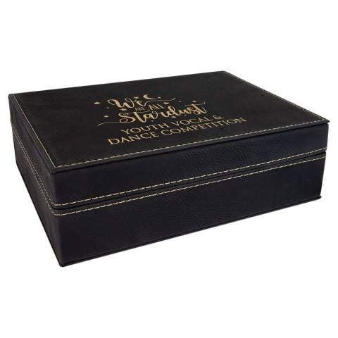 Engraved Gift Box, Leather, Hinged Lid, 8x6 3/8"