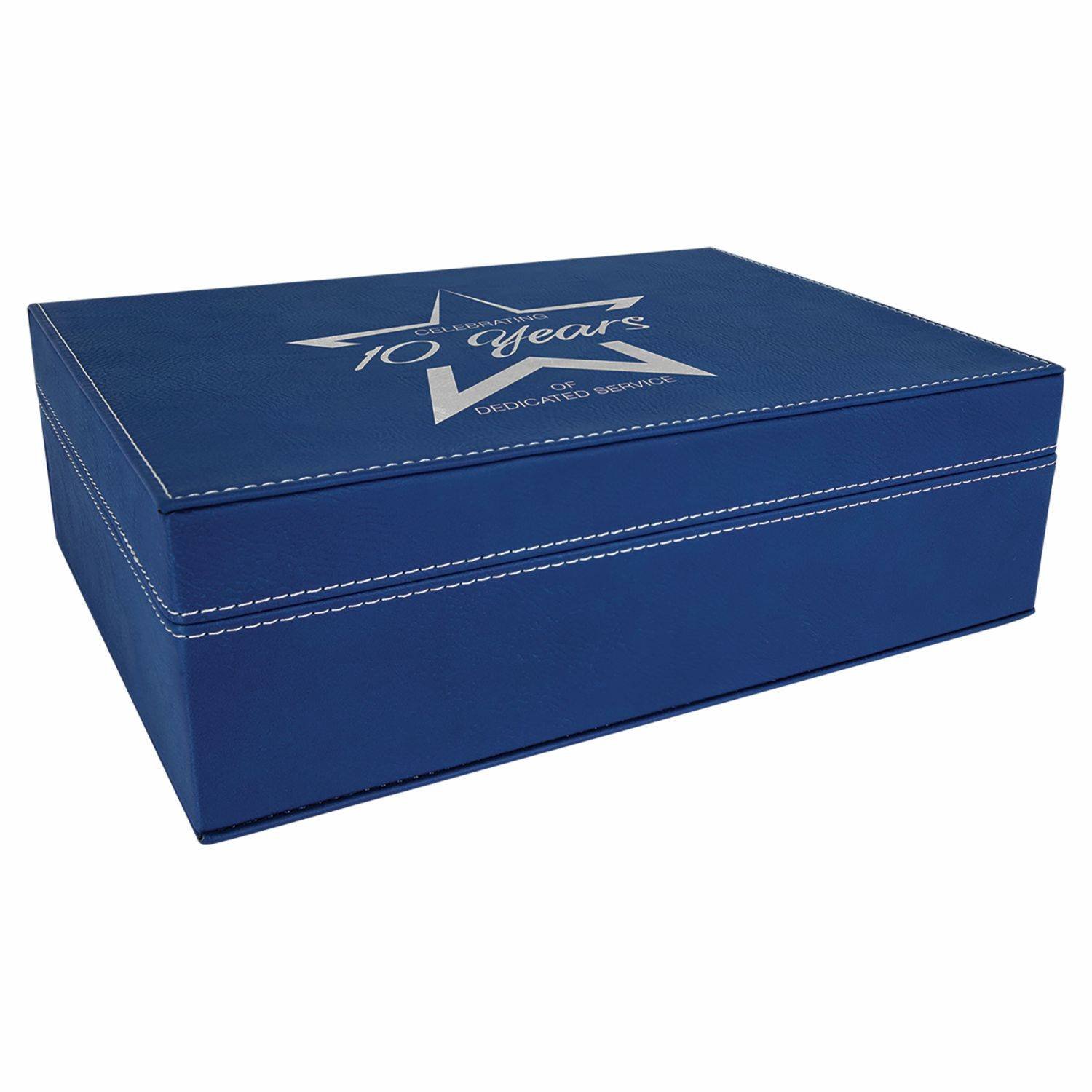 Custom Leather Hinged Lid Gift Storage Box, 10 1/4x7 1/2"