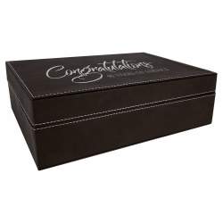 Personalized Leather Gift Storage Box, Hinged Lid, 12 1/4x8 1/4"