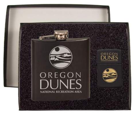 Black Matte Zippo & Flask Gift Set