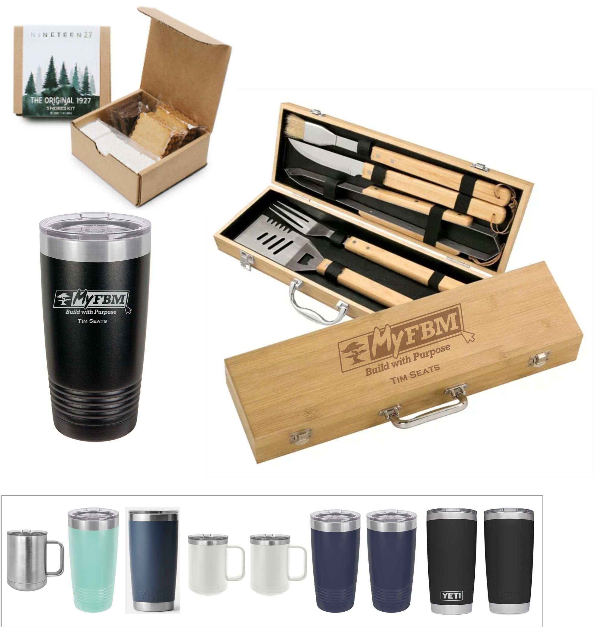 Campfire Kit with Insulated Mug, S'mores Kit, BBQ Set