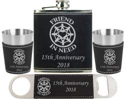 Custom Leatherette Flask, Speed Opener & Shot Glass Gift Set in Presentation Box