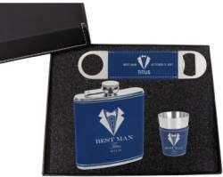 Mix N' Match Groomsmen Flask & Opener Gift Set + Shot Glass in Presentation Box