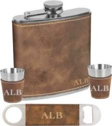 Mix N' Match Monogram Flask & Opener Gift Set + Shot Glass in Presentation Box
