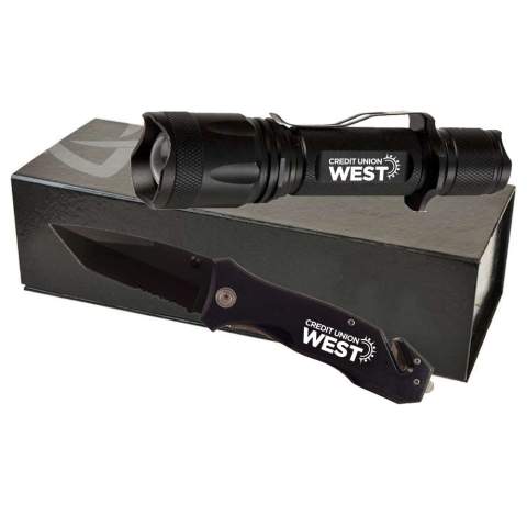 Pocket Knife and 800Lms USB Rechargeable Flashlight Gift Set