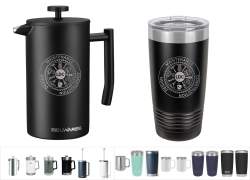 Personalized French Press with Travel Coffee Mug Gift Set
