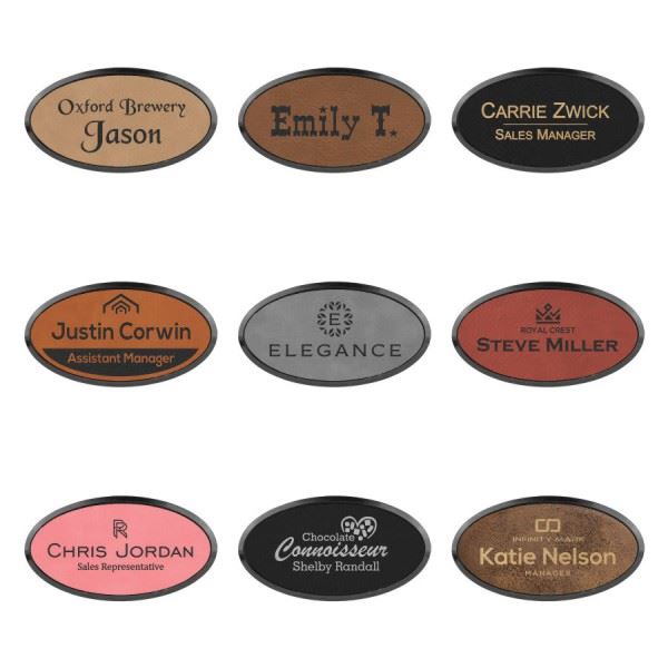 Personalized Oval Leather Name Badge