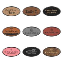 Personalized Oval Leather Name Badge