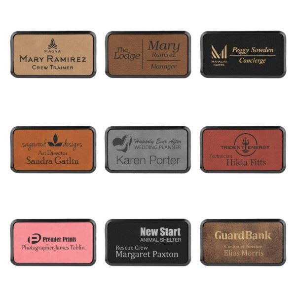 Large Leather ID Badge with Rounded Edges