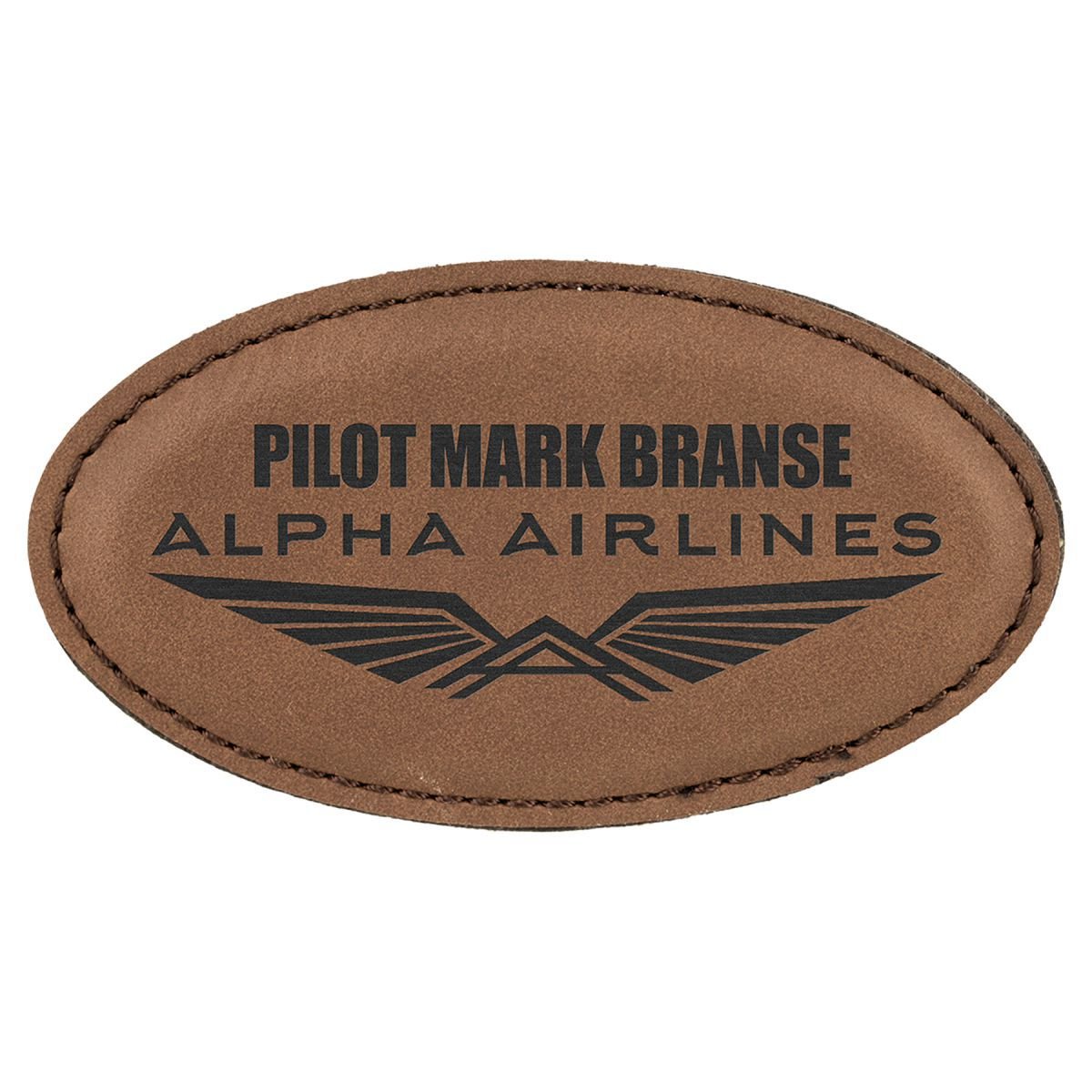 Personalized Leatherette Name Badge - Oval