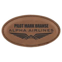 Personalized Leatherette Name Badge - Oval
