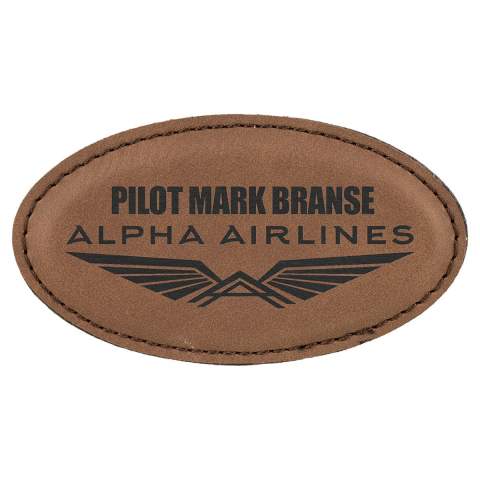 Personalized Leatherette Name Badge - Oval
