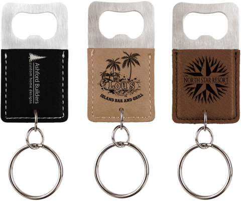 Rectangle Leatherette Bottle Opener Key Chain
