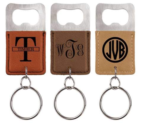 Monogrammed Initials Bottle Opener Key Chain, Rectangle