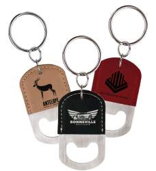 Oval Leatherette Bottle Opener Key Chain
