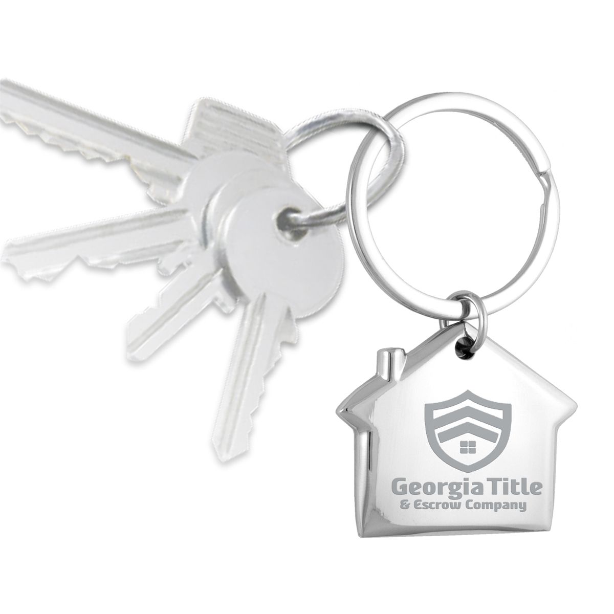 Engraved Silver House Shaped Keychain, House Closing Gifts | Lazer