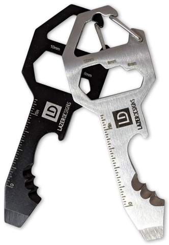 Engraved Key Chain Key Tool - Bottle Opener, Cutter, Screwdriver, Wrench, Carabiner, Ruler