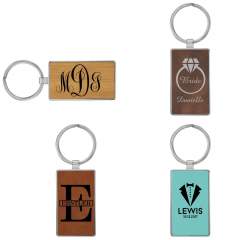 Rectangle Leather & Metal Keychain