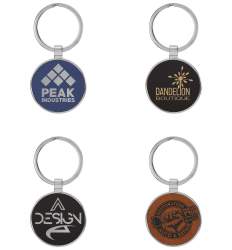Circle Leather and Metal Keychain