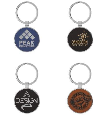 Circle Leather and Metal Keychain