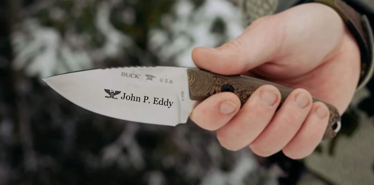 Engraved Buck Alpha Hunter Knife 664, 3.625