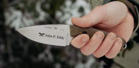 Engraved Buck Alpha Hunter Fixed Blade Knife 664, 3.625" Blade