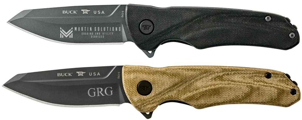 Engraved Buck Sprint Ops Knife 843, 3 1/8" blade