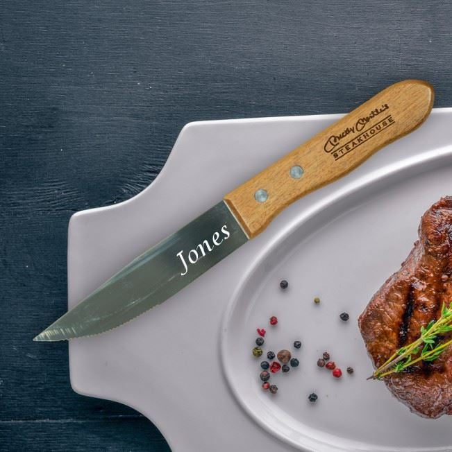Wood Jumbo Laser Engraved Steak Knife