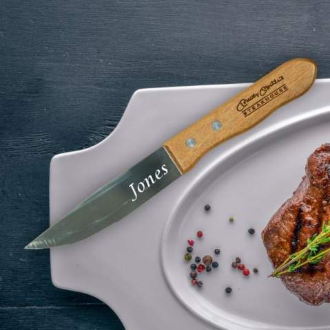Wood Jumbo Laser Engraved Steak Knife