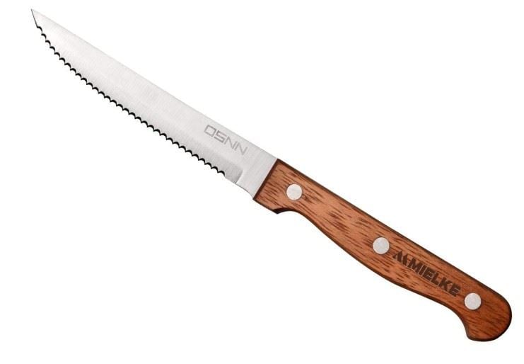 8 Piece Wood Handle Engraved Steak Knives Set