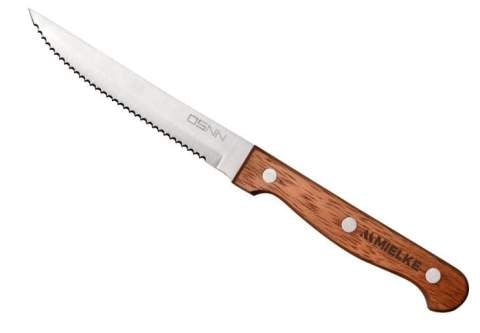 8 Piece Wood Handle Engraved Steak Knives Set