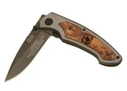 Personalized Gun Metal Wood Inlay Knife