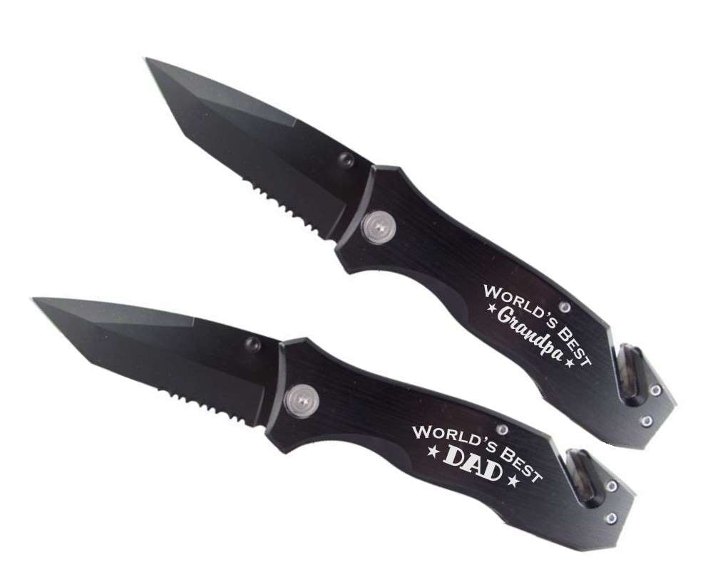 Best Dad & Grandpa Black Rescue Knife