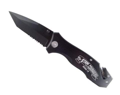 Strong & Courageous Black Rescue Knife