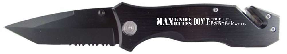Customized Man Knife Rules Black Rescue Knife