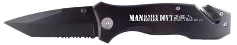 Customized Man Knife Rules Black Rescue Knife