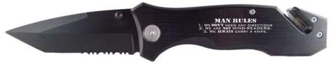 Customized Man Rules Black Rescue Knife
