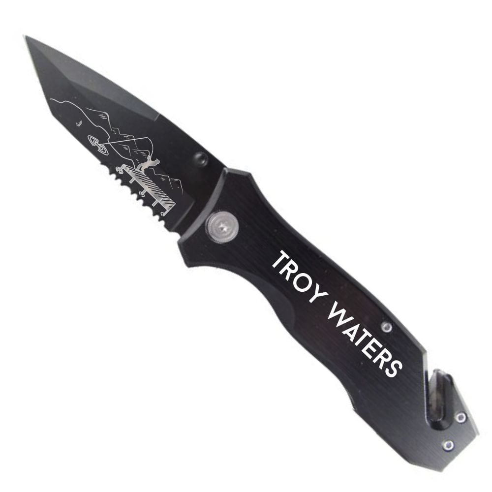Engraved Fisherman Tactical Rescue Knife