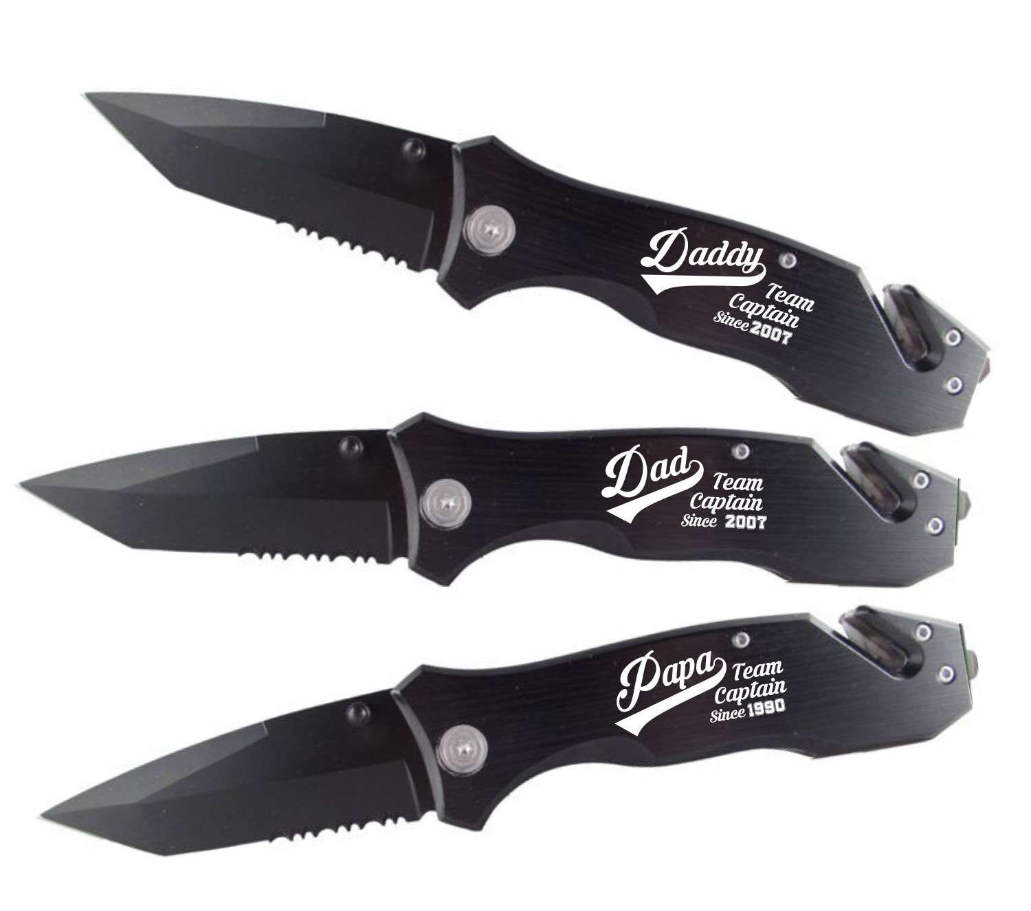Team Captain Father's Day Black Rescue Knife