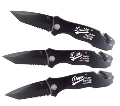 Team Captain Father's Day Black Rescue Knife