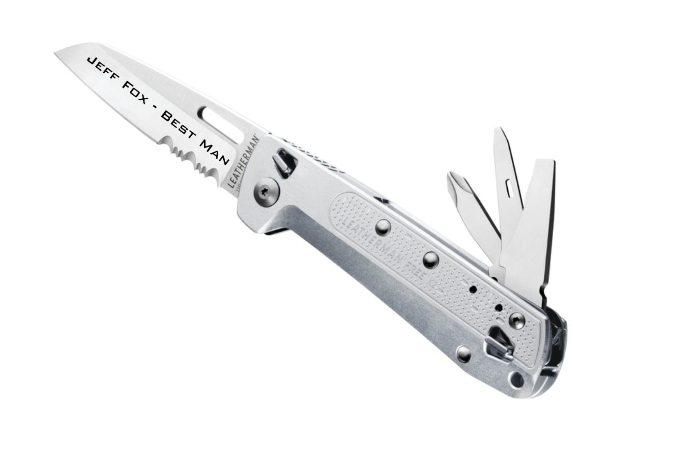 Custom Logo Engraving on Leatherman Free K2X | Lazer Designs
