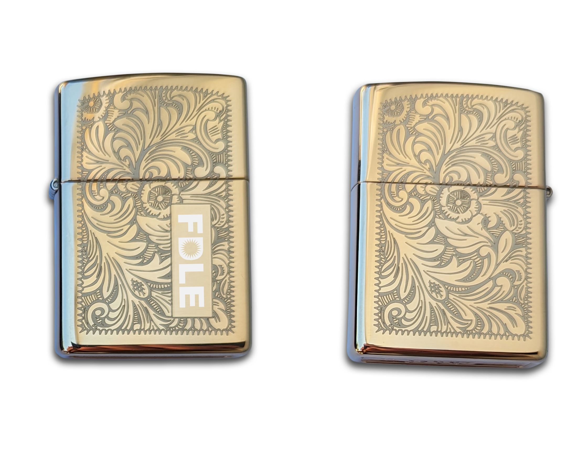 Zippo Lighter - Personalized Custom Message Engrave on Brass Zippo Lighter  (Venetian 352B)