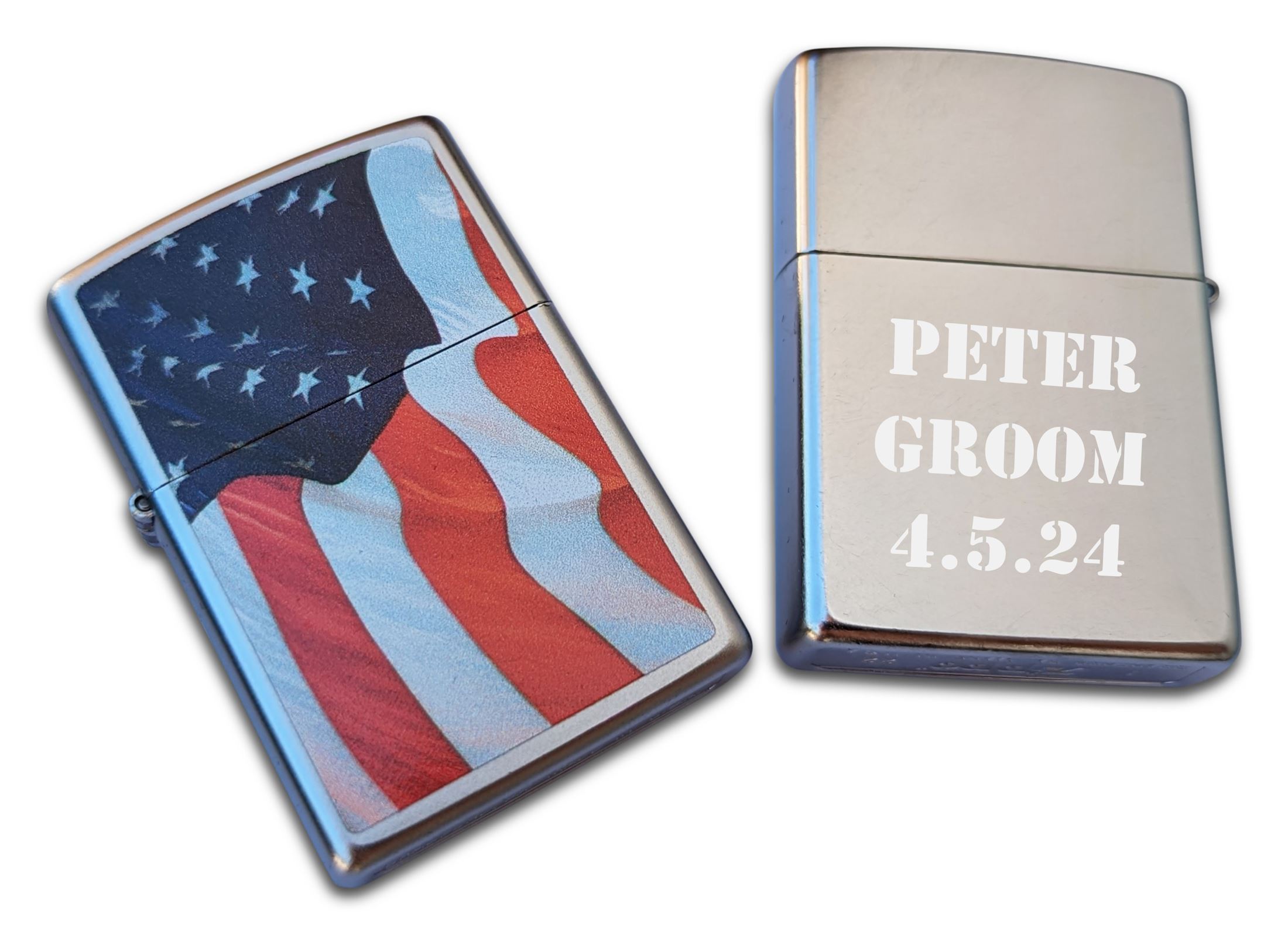 Old Glory Flag Zippo with Personalization