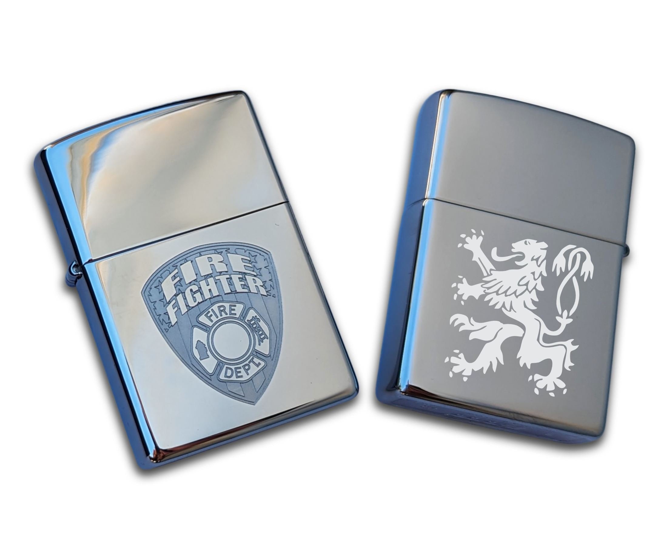 Engraved Fire Fighter Double Lustre Zippo
